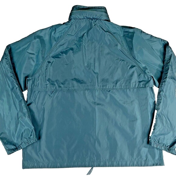 Eddie Bauer Windshell Hoodie Rain Jacket Men's Large Teal Vintage Hiking Outdoor - Picture 2 of 11